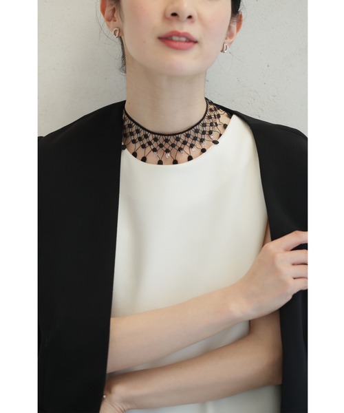 cawaii(カワイイ)の「(黒)ビジューの雫が揺れるレースチョーカー(チョーカー・レディース・ブラック・FREE)」の3枚目の写真