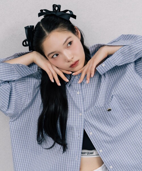 MARY QUANT × PUBLUX/マリークワント ロゴ刺繍ビッグシャツ 限定