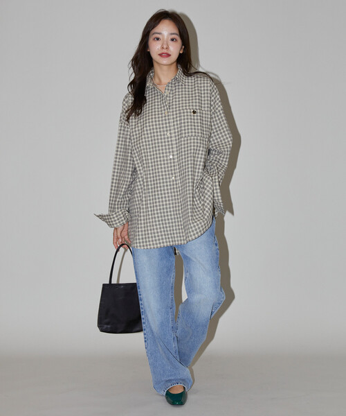 MARY QUANT × PUBLUX/マリークワント ロゴ刺繍ビッグシャツ セール】【ラストチャンス！】MARY QUANT × PUBLUX/マリークワント
