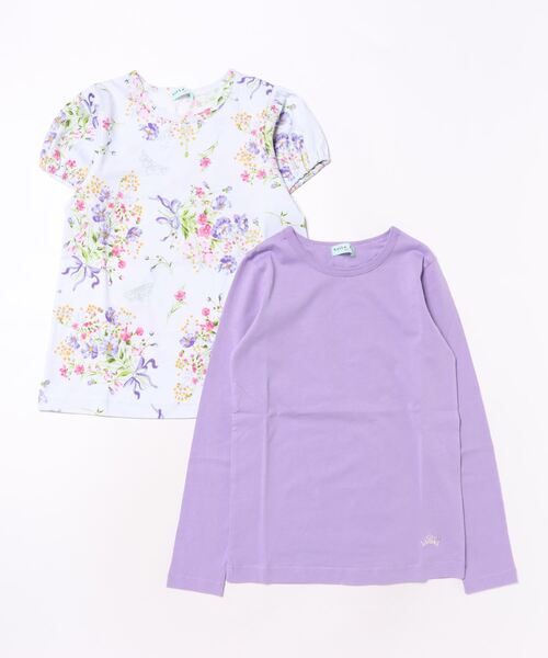 HAKKA KIDS（ハッカキッズ）の「[ジュニアサイズ]ティアラフラワープリントTシャツセット（Tシャツ/カットソー・キッズ・ピンク/パープル・150cm/140cm）」の2枚目の写真