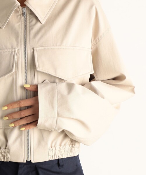 【新品】モニーレ ボリューム袖 バルーンスリーブ エコレザー ブルゾン シルバー セール】ゼニア バルーンスリーブブルゾン（ブルゾン）｜EDITION