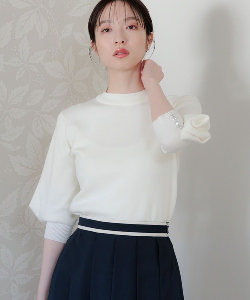 Andemiu(アンデミュウ)の「【WEB限定】ソデタックニット110751(ニット/セーター・レディース・ホワイト/ネイビー/グレー/ブルー・FREE)」の9枚目の写真