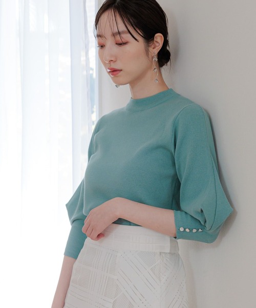 Andemiu(アンデミュウ)の「【WEB限定】ソデタックニット110751(ニット/セーター・レディース・ホワイト/ネイビー/グレー/ブルー・FREE)」の7枚目の写真