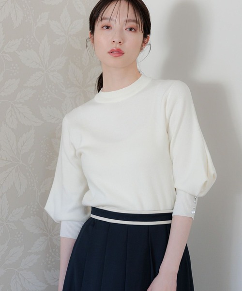 Andemiu(アンデミュウ)の「【WEB限定】ソデタックニット110751(ニット/セーター・レディース・ホワイト/ネイビー/グレー/ブルー・FREE)」の5枚目の写真