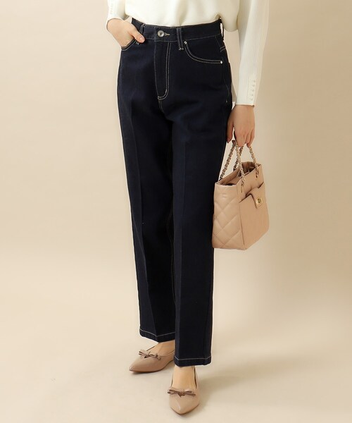 index（インデックス）の「◆≪美人百花掲載≫ ワイドストレートデニム【洗濯機洗い可】（デニムパンツ・レディース・サックスブルー/ネイビー・36/38/40/42）」の8枚目の写真