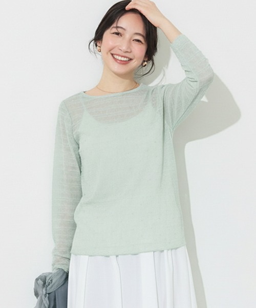 coca(coca)(コカ)の「シアードットトップス(Tシャツ/カットソー・レディース・ブラック/アイボリー/グレー/ブラウン/ライトグレー/ライトグリーン/ホワイト・L/M/S)」の7枚目の写真