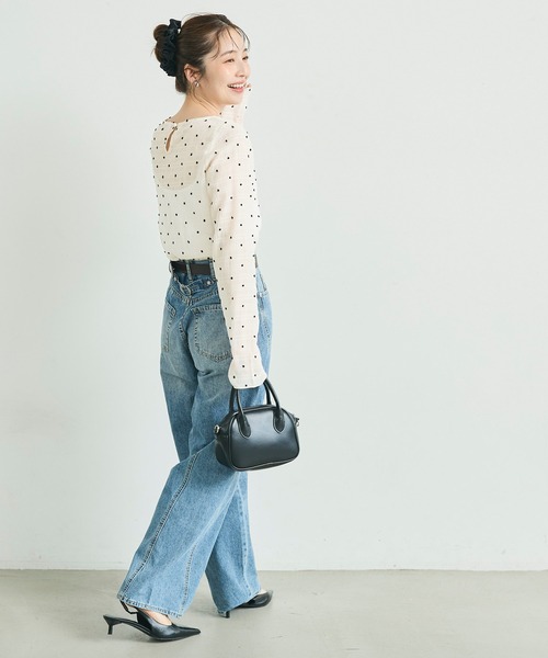coca(coca)(コカ)の「\再入荷/シアードットトップス(Tシャツ/カットソー・レディース・ブラック/アイボリー/グレー/ブラウン/ライトグレー/ライトグリーン/ホワイト・L/M/S)」の17枚目の写真