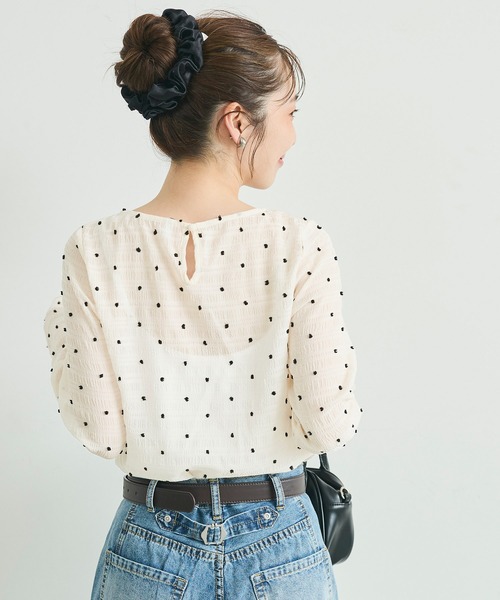coca(coca)(コカ)の「\再入荷/シアードットトップス(Tシャツ/カットソー・レディース・ブラック/アイボリー/グレー/ブラウン/ライトグレー/ライトグリーン/ホワイト・L/M/S)」の20枚目の写真