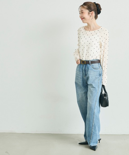 coca(coca)(コカ)の「\再入荷/シアードットトップス(Tシャツ/カットソー・レディース・ブラック/アイボリー/グレー/ブラウン/ライトグレー/ライトグリーン/ホワイト・L/M/S)」の21枚目の写真