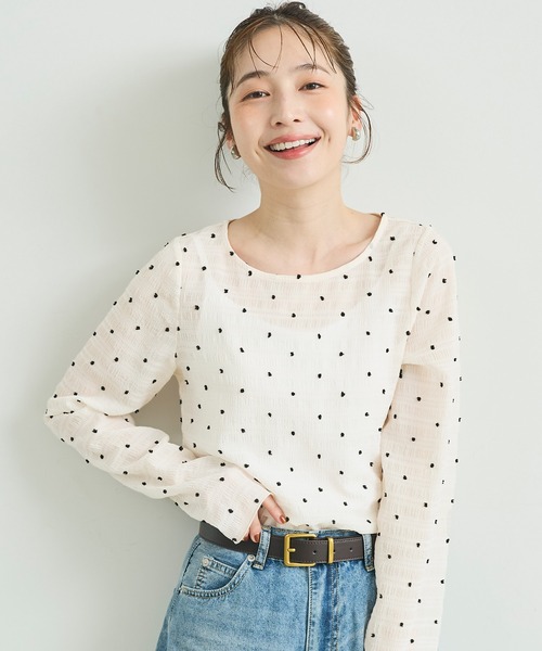coca(coca)(コカ)の「\再入荷/シアードットトップス(Tシャツ/カットソー・レディース・ブラック/アイボリー/グレー/ブラウン/ライトグレー/ライトグリーン/ホワイト・L/M/S)」の22枚目の写真
