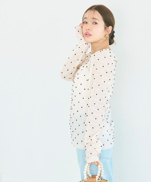 coca（coca）（コカ）の「シアードットトップス（Tシャツ/カットソー・レディース・ブラック/アイボリー/グレー・L/M/S）」の12枚目の写真