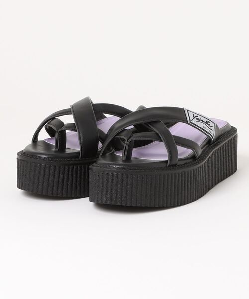 YOSUKE（ヨースケ）の「「YOSUKE/ヨースケ」厚底ストラップサンダル（サンダル・レディース・ブラック系その他/ブラック/アイボリー/ブラック×ホワイト・22.5/23/23.5/24/24.5/25）」の2枚目の写真