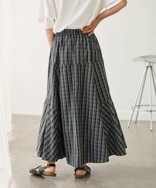 JOURNAL STANDARD relume（ジャーナルスタンダード　レリューム）の「《追加》タフタチェックフレアースカート（スカート・レディース・ブラック/ホワイト・FREE）」の9枚目の写真