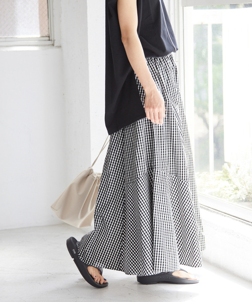 JOURNAL STANDARD relume（ジャーナルスタンダード　レリューム）の「《追加》タフタチェックフレアースカート（スカート・レディース・ブラック/ホワイト・FREE）」の14枚目の写真