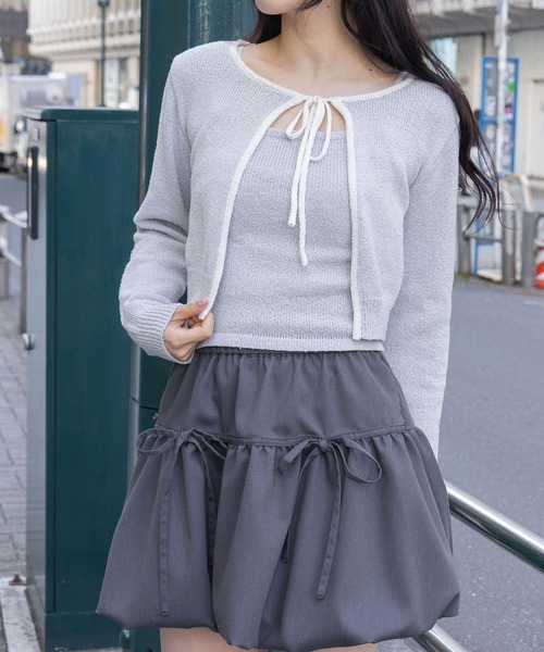 3.3 Field Trip （3.3フィールドトリップ）の「3.3 Field Trip／ニットカーデキャミSET 2105726（カーディガン/ボレロ・レディース・ブラック/ブルー・FREE）」の6枚目の写真