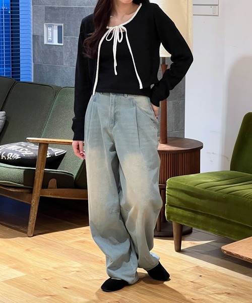 3.3 Field Trip （3.3フィールドトリップ）の「3.3 Field Trip／ニットカーデキャミSET 2105726（カーディガン/ボレロ・レディース・ブラック/ブルー・FREE）」の8枚目の写真