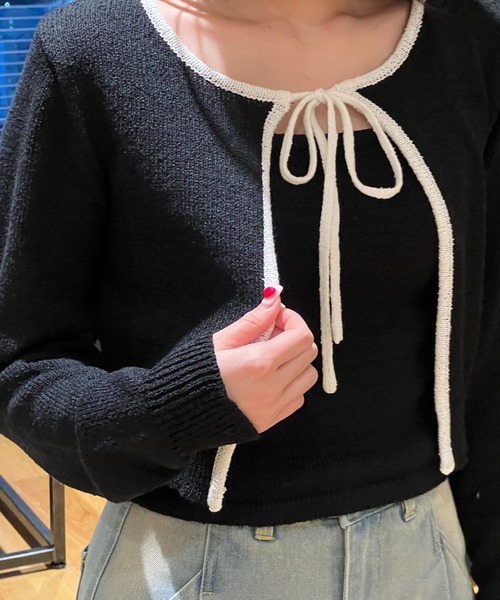 3.3 Field Trip （3.3フィールドトリップ）の「3.3 Field Trip／ニットカーデキャミSET 2105726（カーディガン/ボレロ・レディース・ブラック/ブルー・FREE）」の11枚目の写真