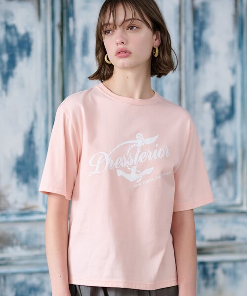 DRESSTERIOR(ドレステリア)の「◆【洗える/大人カジュアル】マリンロゴプリントTシャツ(Tシャツ/カットソー・レディース・ホワイト/ネイビー/ピンク・36/38/34)」の3枚目の写真