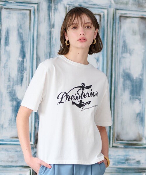 DRESSTERIOR(ドレステリア)の「◆【洗える/大人カジュアル】マリンロゴプリントTシャツ(Tシャツ/カットソー・レディース・ホワイト/ネイビー/ピンク・36/38/34)」の4枚目の写真
