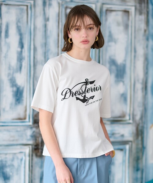 DRESSTERIOR(ドレステリア)の「◆【洗える/大人カジュアル】マリンロゴプリントTシャツ(Tシャツ/カットソー・レディース・ホワイト/ネイビー/ピンク・36/38/34)」の8枚目の写真