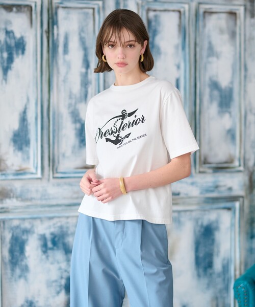 DRESSTERIOR(ドレステリア)の「◆【洗える/大人カジュアル】マリンロゴプリントTシャツ(Tシャツ/カットソー・レディース・ホワイト/ネイビー/ピンク・36/38/34)」の9枚目の写真