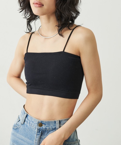 Aunt Marie's（アントマリーズ）の「ナローストラップカップ付きブラ（キャミソール・レディース・ブラック/ホワイト・FREE）」の7枚目の写真