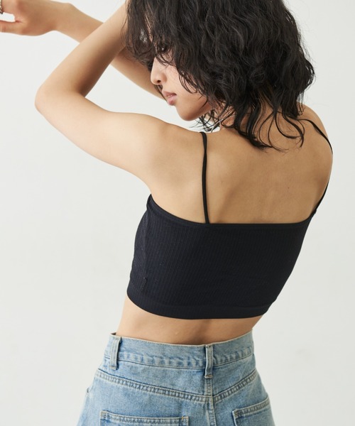 Aunt Marie's（アントマリーズ）の「ナローストラップカップ付きブラ（キャミソール・レディース・ブラック/ホワイト・FREE）」の8枚目の写真