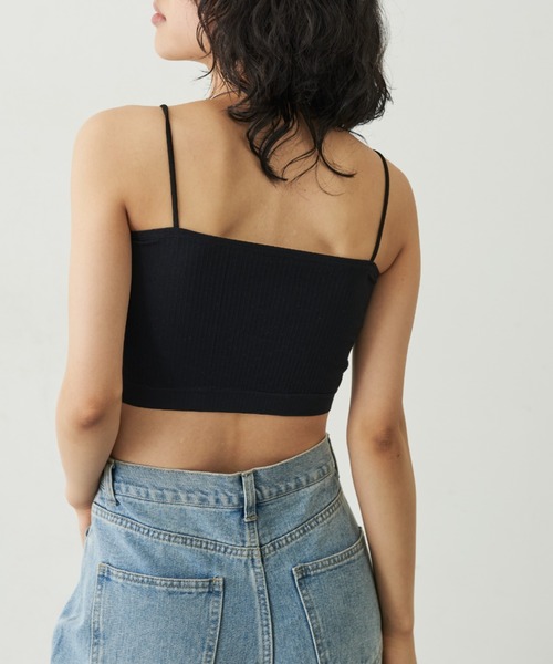 Aunt Marie's（アントマリーズ）の「ナローストラップカップ付きブラ（キャミソール・レディース・ブラック/ホワイト・FREE）」の9枚目の写真