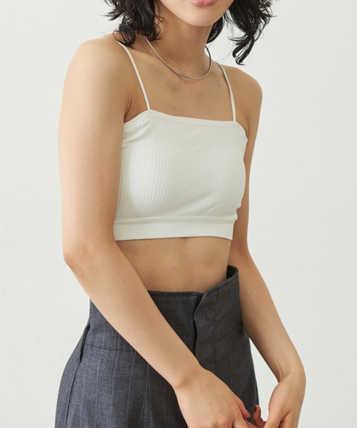 Aunt Marie's（アントマリーズ）の「ナローストラップカップ付きブラ（キャミソール・レディース・ブラック/ホワイト・FREE）」の13枚目の写真