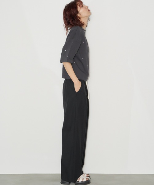 Auntie Rosa Holiday（アンティローザホリデー）の「ビジュークロップドルーズTEE（Tシャツ/カットソー・レディース・チャコールグレー/オフホワイト・FREE）」の12枚目の写真