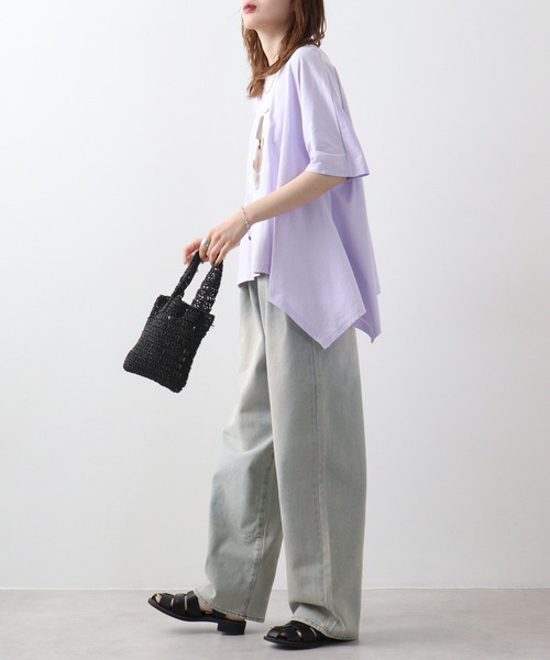 EGLANTINE(エグランティーヌ)の「Eglantine シュシュ付カットソー(Tシャツ/カットソー・レディース・ラベンダー/ネイビー/ライトグリーン/オフホワイト・40)」の17枚目の写真