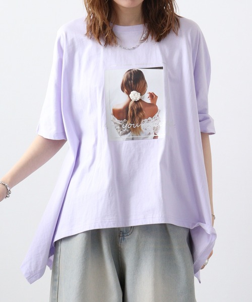 EGLANTINE(エグランティーヌ)の「Eglantine シュシュ付カットソー(Tシャツ/カットソー・レディース・ラベンダー/ネイビー/ライトグリーン/オフホワイト・40)」の14枚目の写真