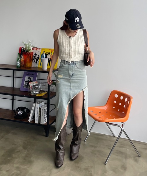 SHAGGIE（シャギー）の「クロップ丈サマーニットベスト（ベスト・レディース・ブラック/ピンク/ナチュラル・FREE）」の17枚目の写真