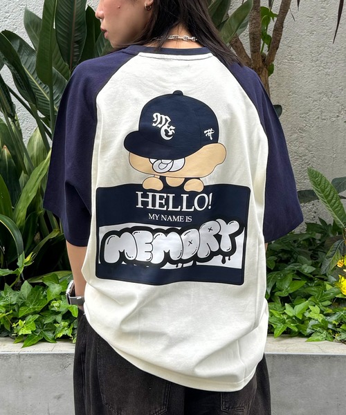 #MEMORY(メモリー)の「【MEMORY】看板バブちゃん ラグラン ヘビーウェイトTシャツ / オーバーサイズ ラグランTシャツ ユニセックス(Tシャツ/カットソー・メンズ・アイボリー系1/ホワイト×レッド/アイボリー系2/ホワイト×グリーン/ホワイト×ブラック・FREE)」の4枚目の写真
