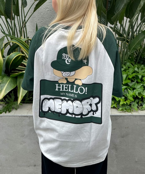 #MEMORY(メモリー)の「【MEMORY】看板バブちゃん ラグラン ヘビーウェイトTシャツ / オーバーサイズ ラグランTシャツ ユニセックス(Tシャツ/カットソー・メンズ・アイボリー系1/ホワイト×レッド/アイボリー系2/ホワイト×グリーン/ホワイト×ブラック・FREE)」の1枚目の写真
