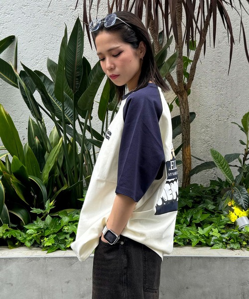 #MEMORY(メモリー)の「【MEMORY】看板バブちゃん ラグラン ヘビーウェイトTシャツ / オーバーサイズ ラグランTシャツ ユニセックス(Tシャツ/カットソー・メンズ・アイボリー系1/ホワイト×レッド/アイボリー系2/ホワイト×グリーン/ホワイト×ブラック・FREE)」の8枚目の写真
