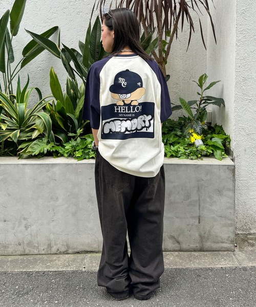 #MEMORY(メモリー)の「【MEMORY】看板バブちゃん ラグラン ヘビーウェイトTシャツ / オーバーサイズ ラグランTシャツ ユニセックス(Tシャツ/カットソー・メンズ・アイボリー系1/ホワイト×レッド/アイボリー系2/ホワイト×グリーン/ホワイト×ブラック・FREE)」の11枚目の写真