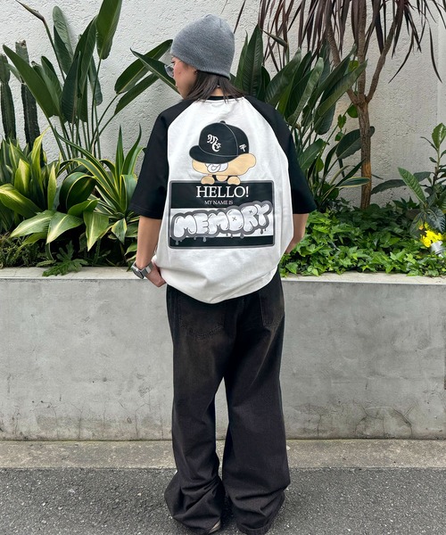 #MEMORY(メモリー)の「【MEMORY】看板バブちゃん ラグラン ヘビーウェイトTシャツ / オーバーサイズ ラグランTシャツ ユニセックス(Tシャツ/カットソー・メンズ・アイボリー系1/ホワイト×レッド/アイボリー系2/ホワイト×グリーン/ホワイト×ブラック・FREE)」の6枚目の写真
