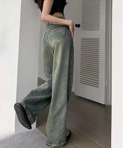 BLANC FICELLE(ブランフィセル)の「ヴィンテージライク フェードカラー ワイドデニムパンツ(デニムパンツ・レディース・インディゴブルー・L/M/S/XL)」の18枚目の写真