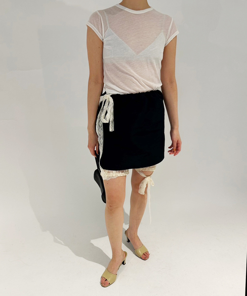 セール】【YUHAN WANG/ユハン ワン】lace trimmed biker shorts