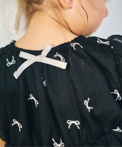apres les cours（アプレレクール）の「シアーリボン刺繍チュニック（チュニック・キッズ・ブラック/アイボリー・140/130/120/110/100/90/80）」の9枚目の写真