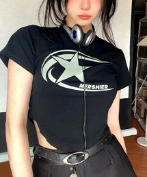 メタルスタープリントショート丈Ｔシャツ