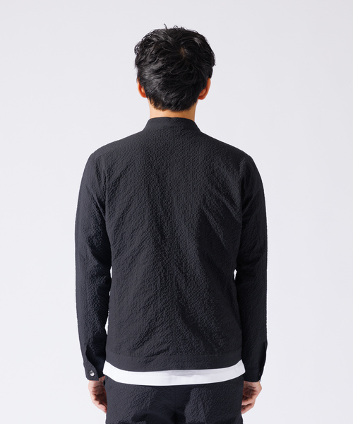 ABAHOUSE GRAY（アバハウスグレイ）の「【QuicDry / セットアップ対応】オニサッカー ライダーズジャケット / ブルゾン（ブルゾン・メンズ・ブラック/カーキ/ネイビー・46/48/50）」の5枚目の写真