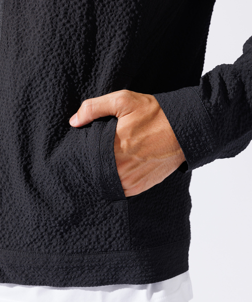 ABAHOUSE GRAY（アバハウスグレイ）の「【QuicDry / セットアップ対応】オニサッカー ライダーズジャケット / ブルゾン（ブルゾン・メンズ・ブラック/カーキ/ネイビー・46/48/50）」の9枚目の写真