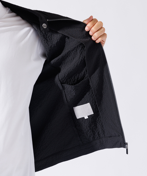ABAHOUSE GRAY（アバハウスグレイ）の「【QuicDry / セットアップ対応】オニサッカー ライダーズジャケット / ブルゾン（ブルゾン・メンズ・ブラック/カーキ/ネイビー・46/48/50）」の11枚目の写真