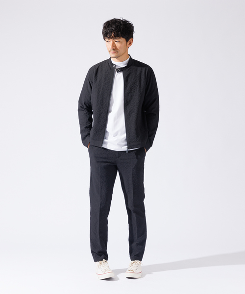 ABAHOUSE GRAY（アバハウスグレイ）の「【QuicDry / セットアップ対応】オニサッカー ライダーズジャケット / ブルゾン（ブルゾン・メンズ・ブラック/カーキ/ネイビー・46/48/50）」の13枚目の写真