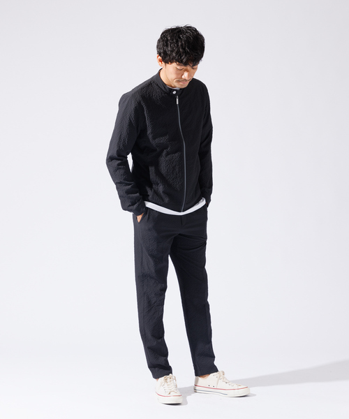 ABAHOUSE GRAY（アバハウスグレイ）の「【QuicDry / セットアップ対応】オニサッカー ライダーズジャケット / ブルゾン（ブルゾン・メンズ・ブラック/カーキ/ネイビー・46/48/50）」の14枚目の写真