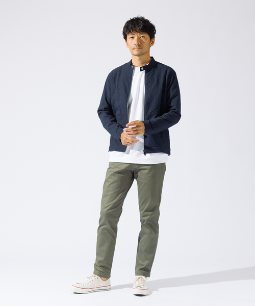 ABAHOUSE GRAY（アバハウスグレイ）の「【QuicDry / セットアップ対応】オニサッカー ライダーズジャケット / ブルゾン（ブルゾン・メンズ・ブラック/カーキ/ネイビー・46/48/50）」の17枚目の写真