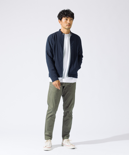 ABAHOUSE GRAY（アバハウスグレイ）の「【QuicDry / セットアップ対応】オニサッカー ライダーズジャケット / ブルゾン（ブルゾン・メンズ・ブラック/カーキ/ネイビー・46/48/50）」の18枚目の写真