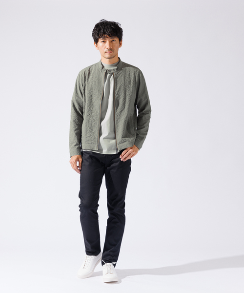 ABAHOUSE GRAY（アバハウスグレイ）の「【QuicDry / セットアップ対応】オニサッカー ライダーズジャケット / ブルゾン（ブルゾン・メンズ・ブラック/カーキ/ネイビー・46/48/50）」の21枚目の写真